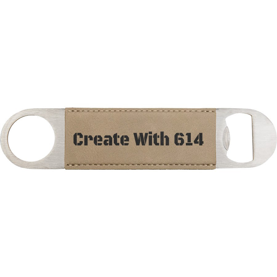 Laserable Leatherette Bottle Opener Light Brown Black | Create With 614