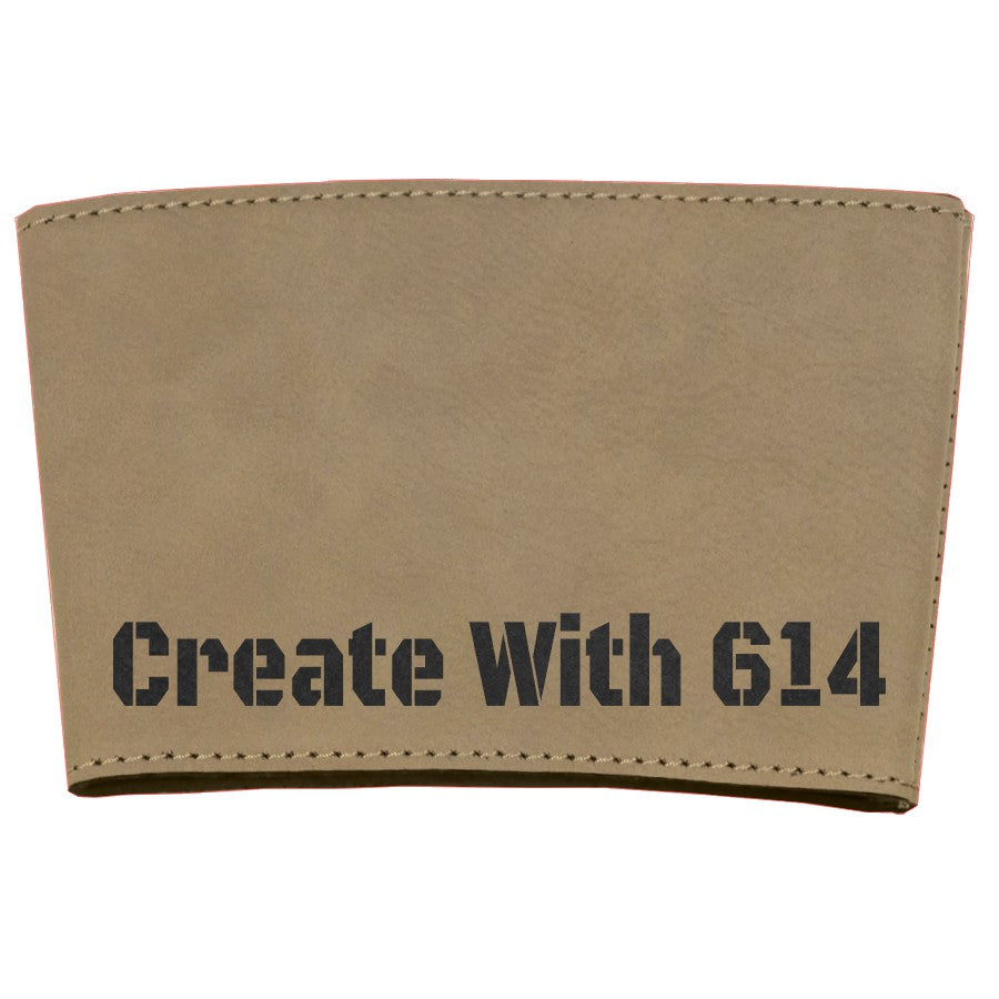 Laserable Leatherette Coffee Mug Sleeve Light Brown Black | Create With 614