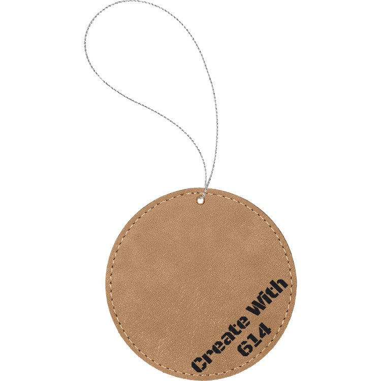 Laserable Leatherette Round Ornament Light Brown Black | Create With 614