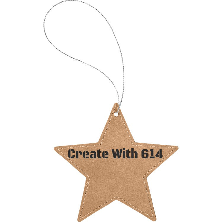 Laserable Leatherette Star Ornament Light Brown Black | Create With 614