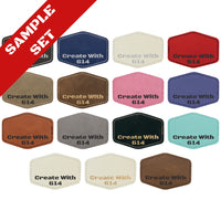 Laserable Leatherette 3.5" x 2.5" Hexagon Patch with Adhesive Sample Set