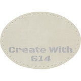 Laserable Leatherette Patch 3.5"x2.5" Oval White Silver | Create With 614