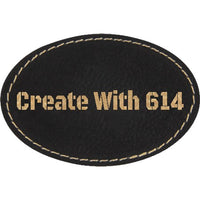 Laserable Leatherette 3"x2" Oval Patch Black Gold | Create With 614