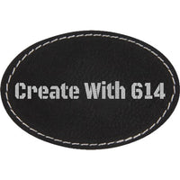 Laserable Leatherette Patch 3"x2" Oval Black Silver | Create With 614