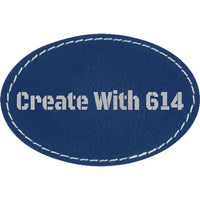 Laserable Leatherette Patch 3"x2" Oval Blue Silver | Create With 614
