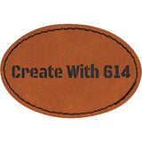 Laserable Leatherette Patch 3"x2" Oval Rawhide Black | Create With 614
