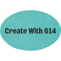 Laserable Leatherette 3"x2" Oval Patch Teal Black | Create With 614