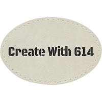 Laserable Leatherette 3"x2" Oval Patch White Black | Create With 614