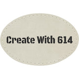 Laserable Leatherette 3"x2" Oval Patch White Black | Create With 614