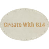 Laserable Leatherette 3"x2" Oval Patch White Gold | Create With 614