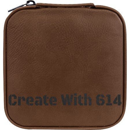 Laserable Leatherette Travel Jewelry Box Dark Brown Black | Create With 614