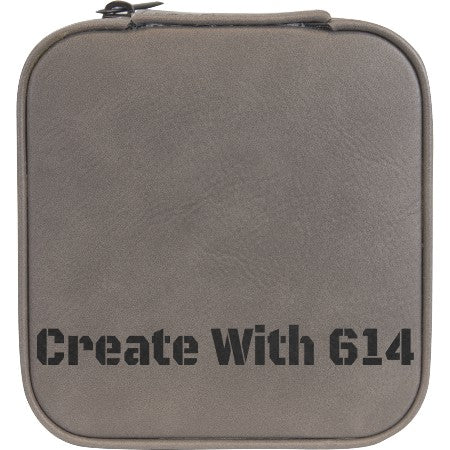 Laserable Leatherette Travel Jewelry Box Gray Black | Create With 614