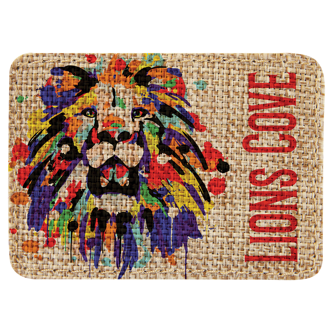 Sublimation Burlap Patch Rectangle 3.5" x 2.5" with Adhesive