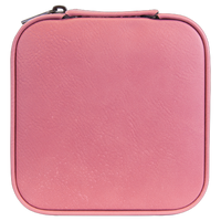 A pink laserable leatherette engravable jewelry box with a soft velvet interior. Perfect for storing and organizing your favorite jewelry pieces.