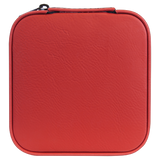 A red laserable leatherette engravable jewelry box with a soft velvet interior. Perfect for storing and organizing your favorite jewelry pieces.