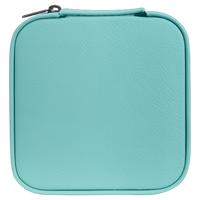 A teal laserable leatherette engravable jewelry box with a soft velvet interior. Perfect for storing and organizing your favorite jewelry pieces.