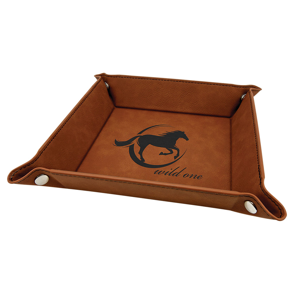 Laserable Leatherette Snap Up Tray 6"x6" Rawhide Black | Create With 614