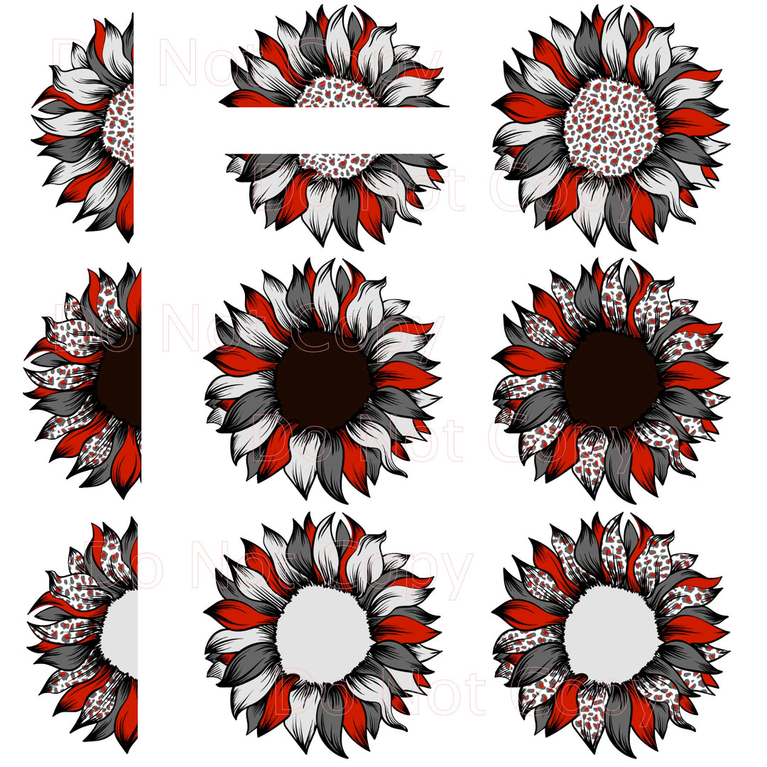 Red and Gray Sunflower - Digital File ONLY