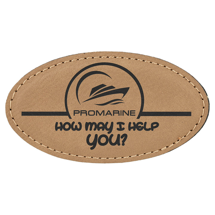 Name Tag Blank Laserable Leatherette Oval with Magnet 3 1/4" x 1 3/4"