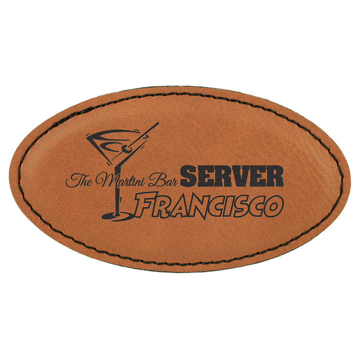 Name Tag Blank Laserable Leatherette Oval with Magnet 3 1/4" x 1 3/4"