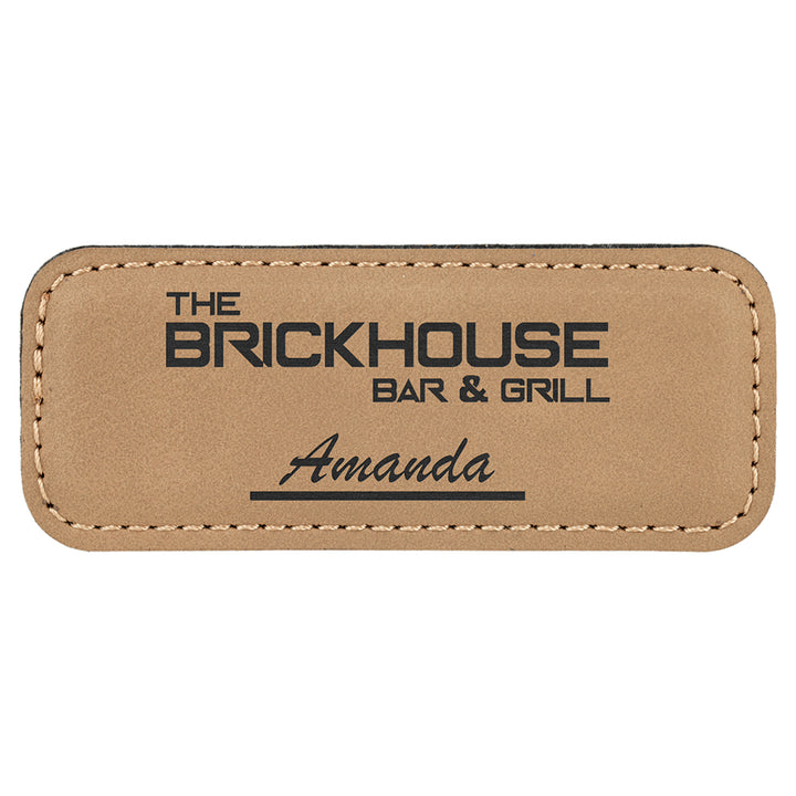 Name Tag Blank Laserable Leatherette Rectangle with Magnet 3 1/4" x 1 1/4"