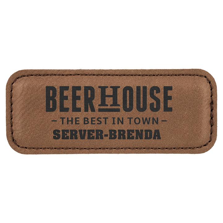 Name Tag Blank Laserable Leatherette Rectangle with Magnet 3 1/4" x 1 1/4"