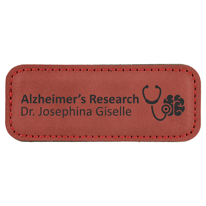 Name Tag Blank Laserable Leatherette Rectangle with Magnet 3 1/4" x 1 1/4"