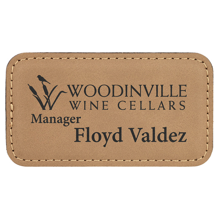 Name Tag Blank Laserable Leatherette Rectangle with Magnet  3 1/4" x 1 3/4"
