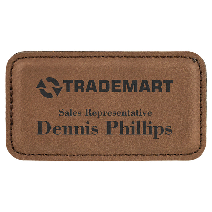 Name Tag Blank Laserable Leatherette Rectangle with Magnet  3 1/4" x 1 3/4"