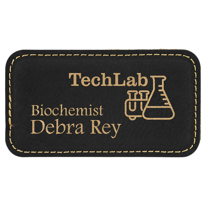 Name Tag Blank Laserable Leatherette Rectangle with Magnet  3 1/4" x 1 3/4"