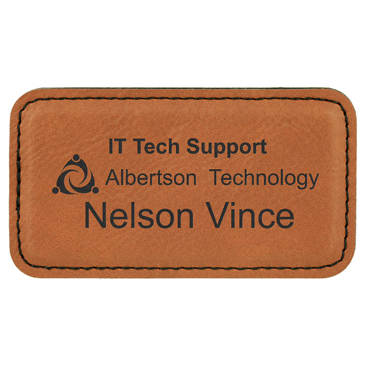 Name Tag Blank Laserable Leatherette Rectangle with Magnet  3 1/4" x 1 3/4"