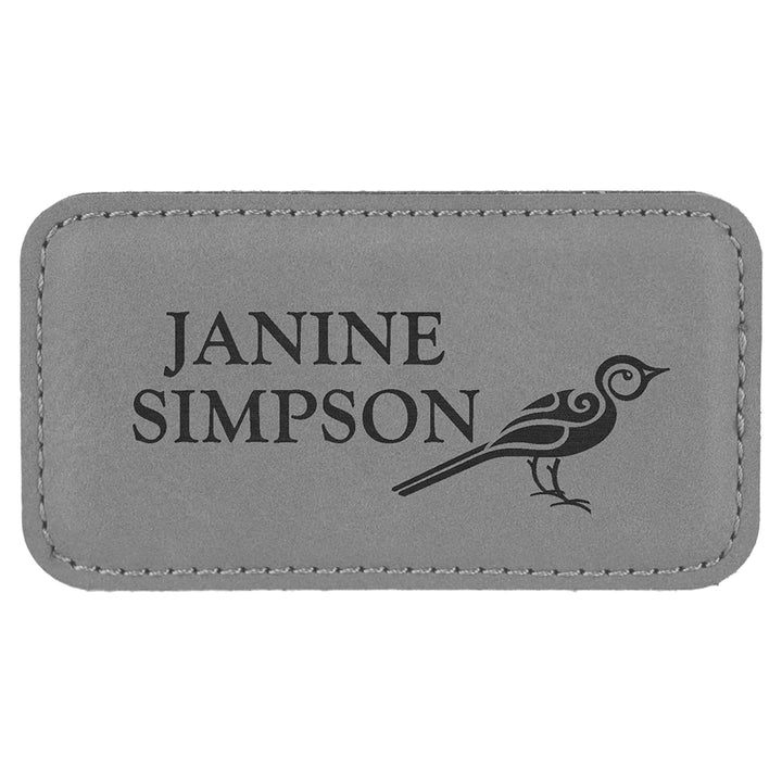 Name Tag Blank Laserable Leatherette Rectangle with Magnet  3 1/4" x 1 3/4"