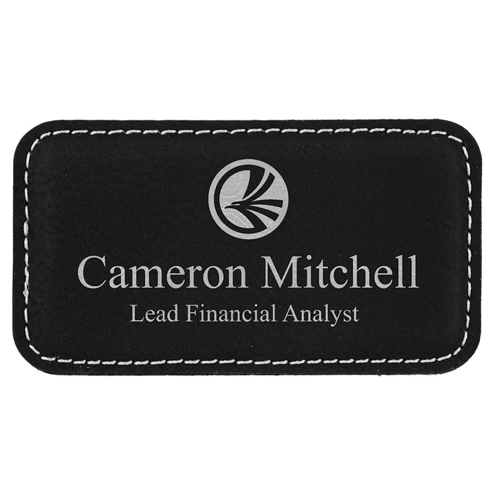 Name Tag Blank Laserable Leatherette Rectangle with Magnet  3 1/4" x 1 3/4"