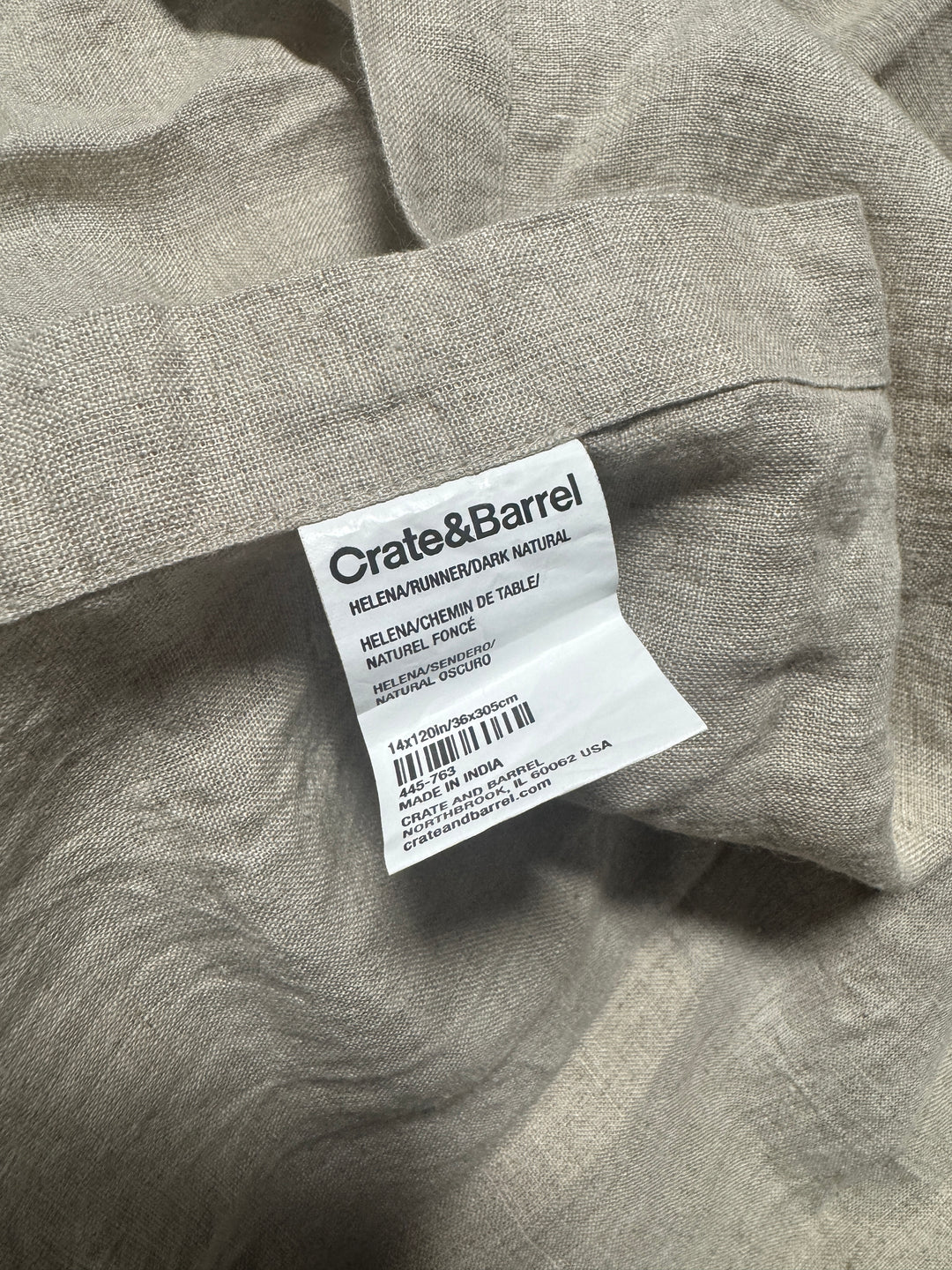 Lot 113 - Crate & Barrel Helena Dark Natural Linen Table Runner