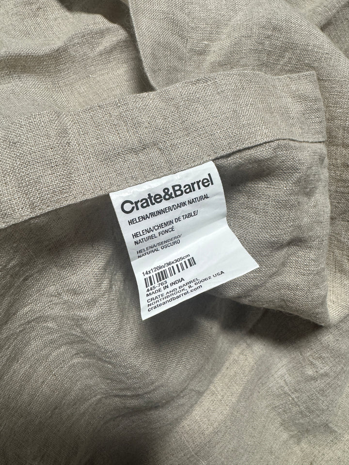 Lot 113 - Crate & Barrel Helena Dark Natural Linen Table Runner