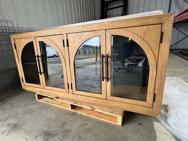 Arched Glass Door Wood Sideboard