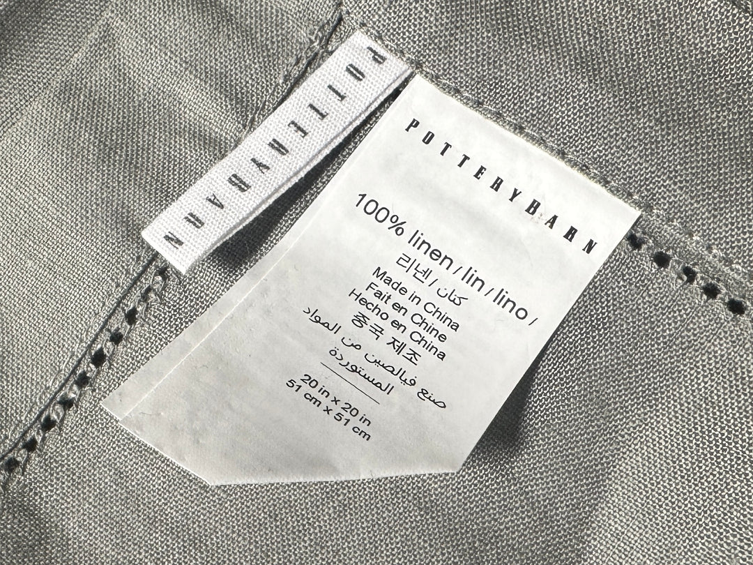 Lot 98 - Pottery Barn 100% Linen Hemstitch Gray Napkin Set