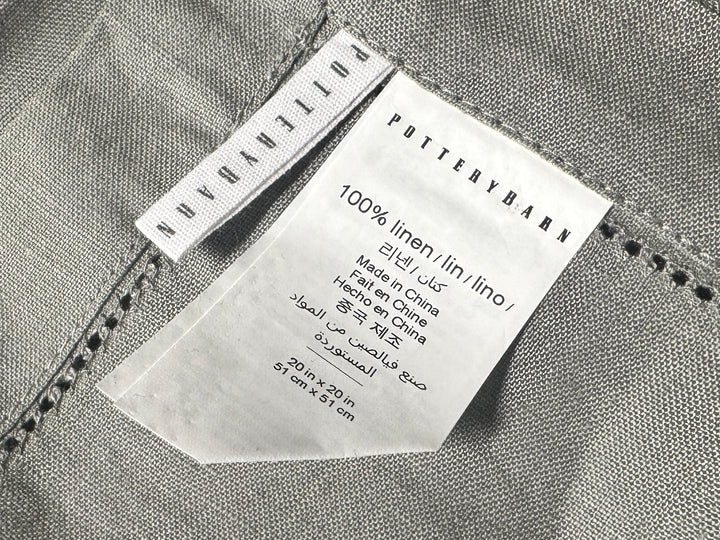 Lot 98 - Pottery Barn 100% Linen Hemstitch Gray Napkin Set