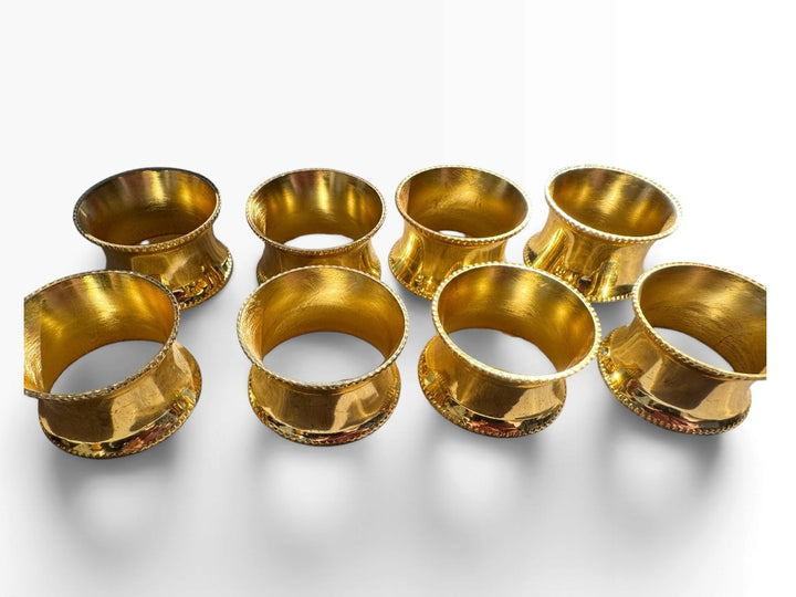 Lot 24 – Gold Metal Beaded Edge Napkin Rings, Set of 8