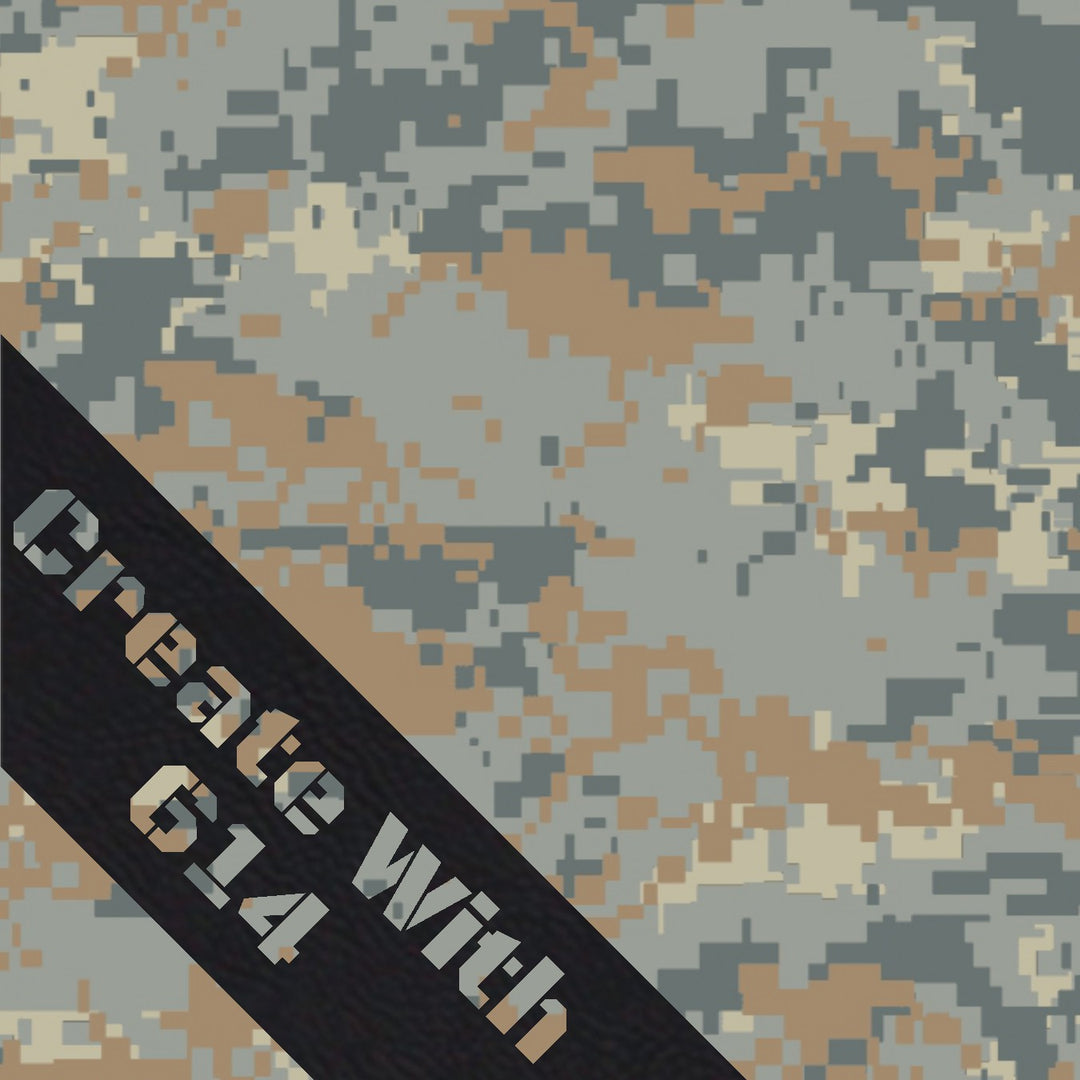 12" x 18" Laserable Leatherette Sheet with Camo pattern with Adhesive - Perfect for laser cutting, engraving and crafting