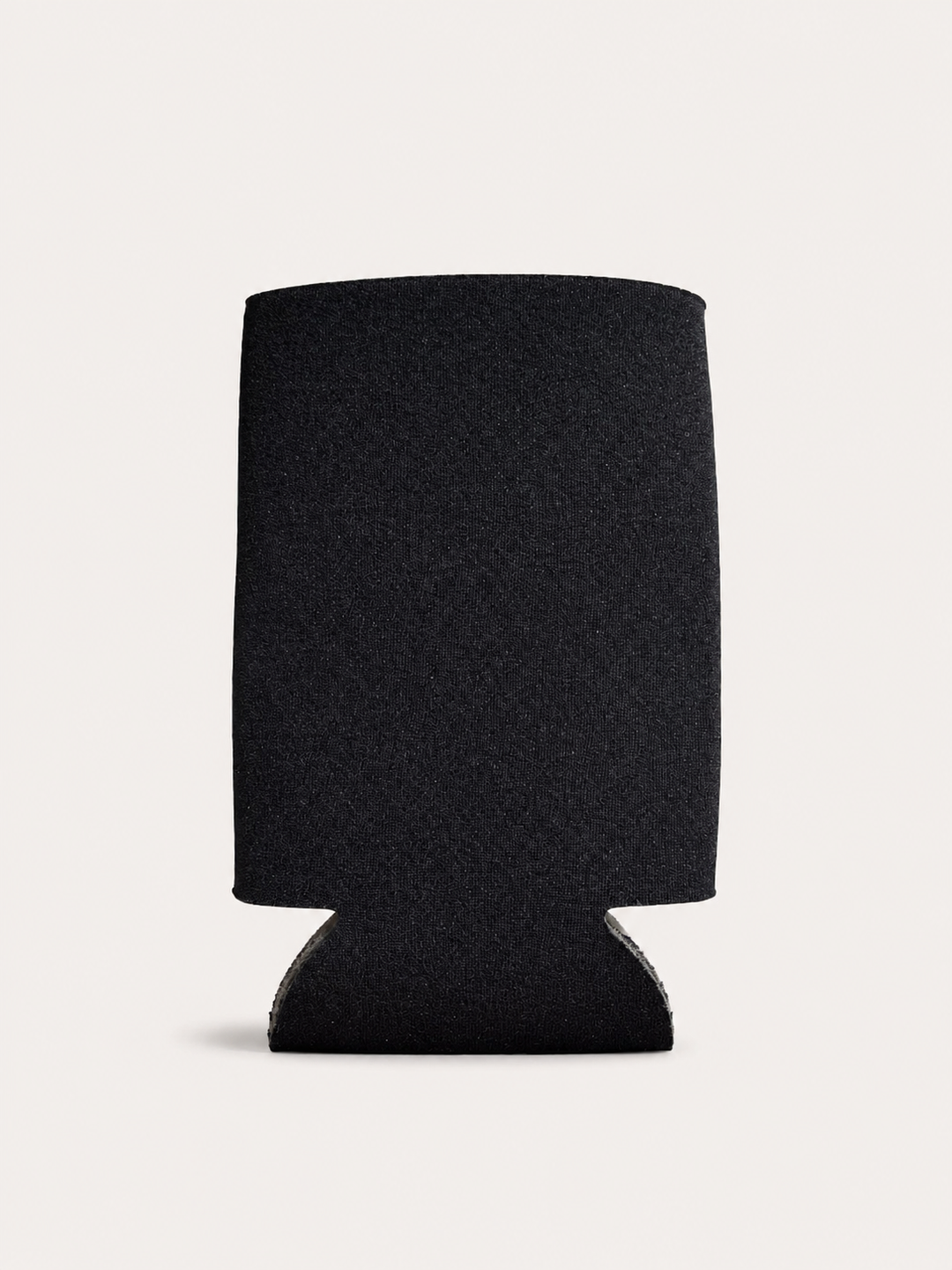 Black collapsible can cooler blank in matte textured fabric shown flat