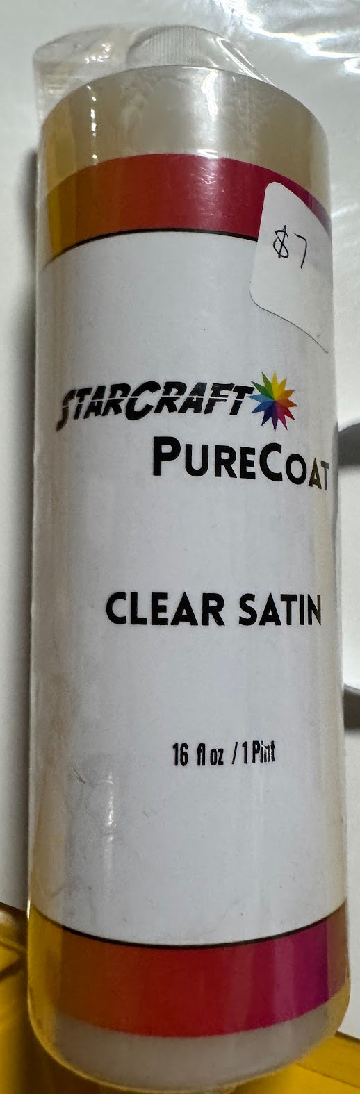 16 oz bottle of StarCraft PureCOAT clear satin water-based topcoat