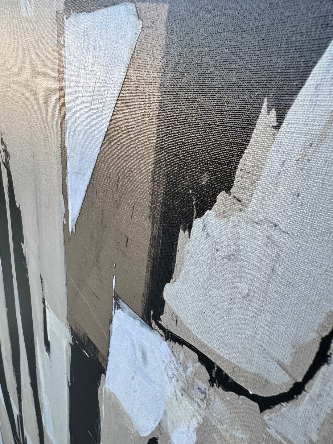 Impasto surface detail showing fine scratch lines