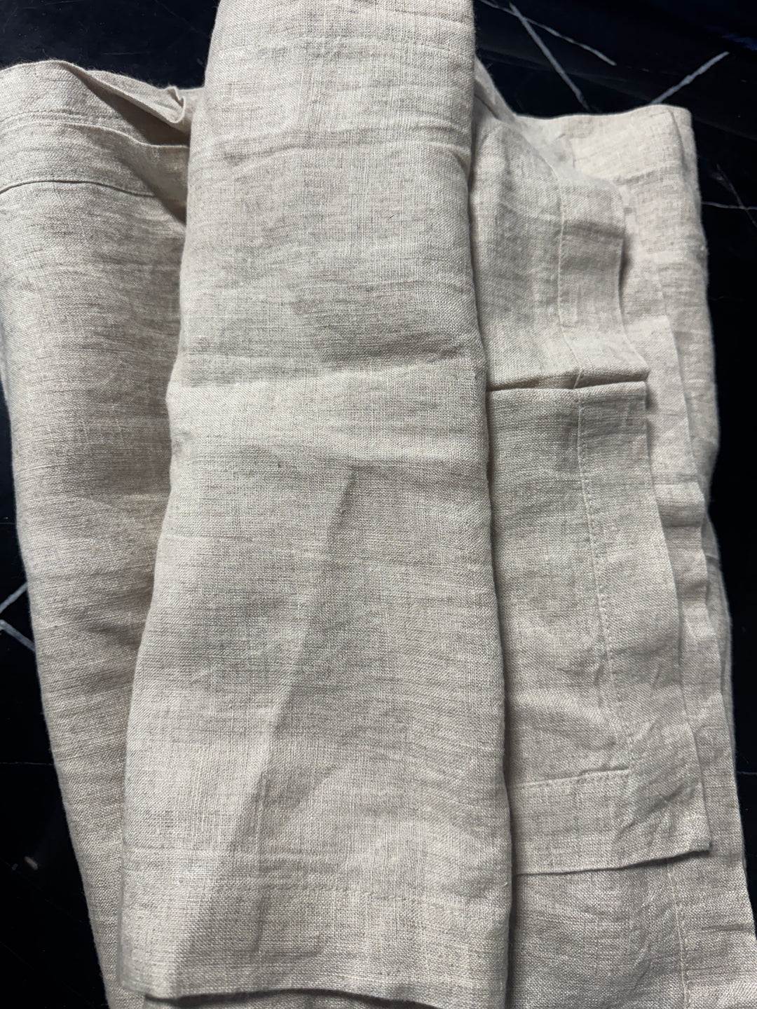 Lot 113 - Crate & Barrel Helena Dark Natural Linen Table Runner