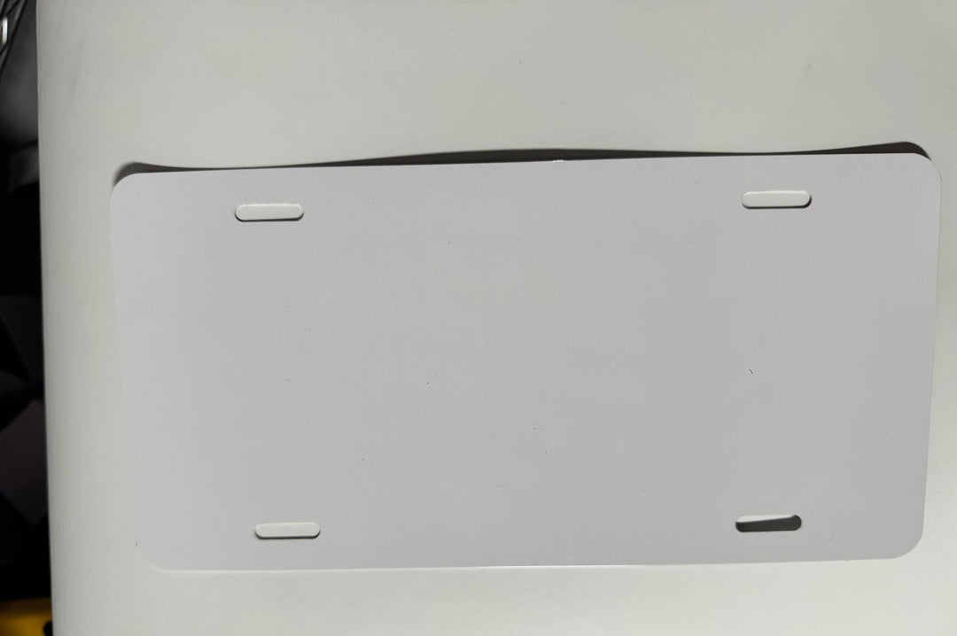 Glossy white hardboard rectangle blank with rounded corners and four narrow slot cutouts