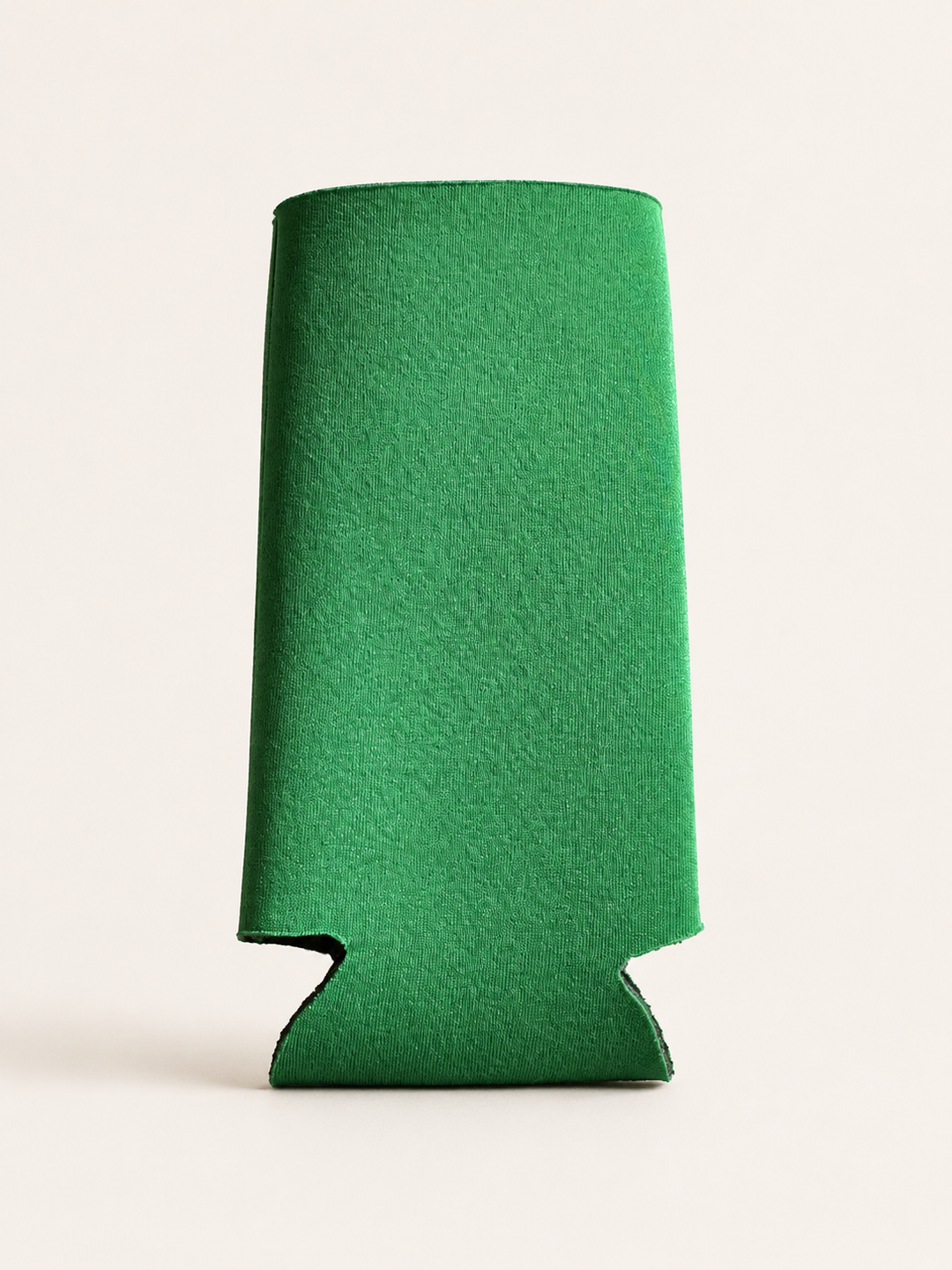 Bright kelly green ribbed knit can cooler blank with a notched bottom
