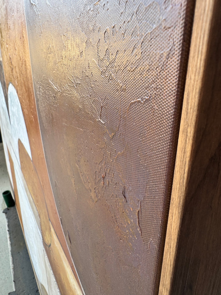 Walnut floater frame profile and canvas texture
