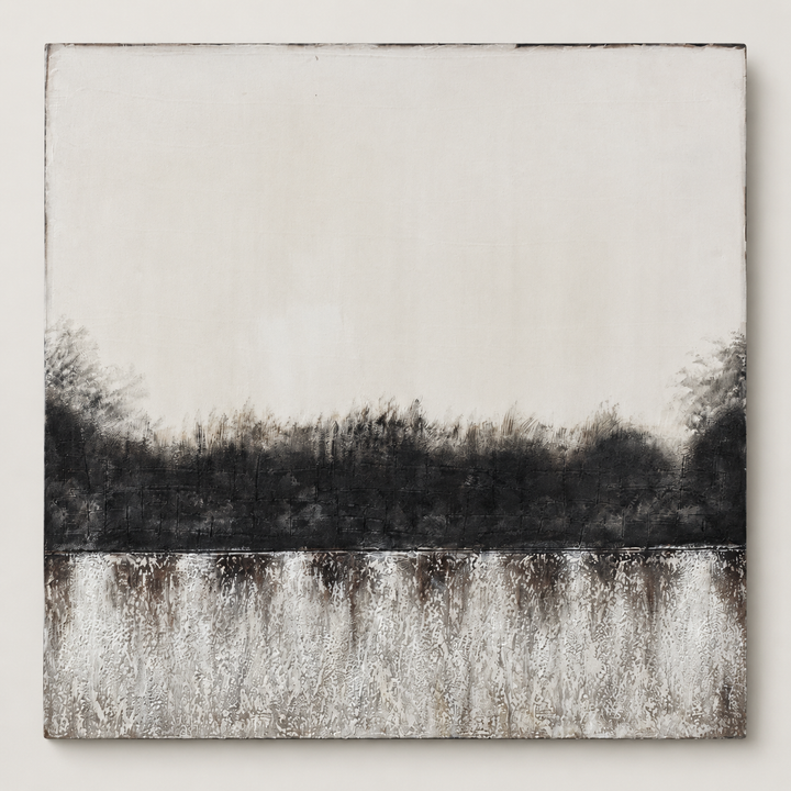 Charcoal horizon abstract landscape canvas, gallery wrapped
