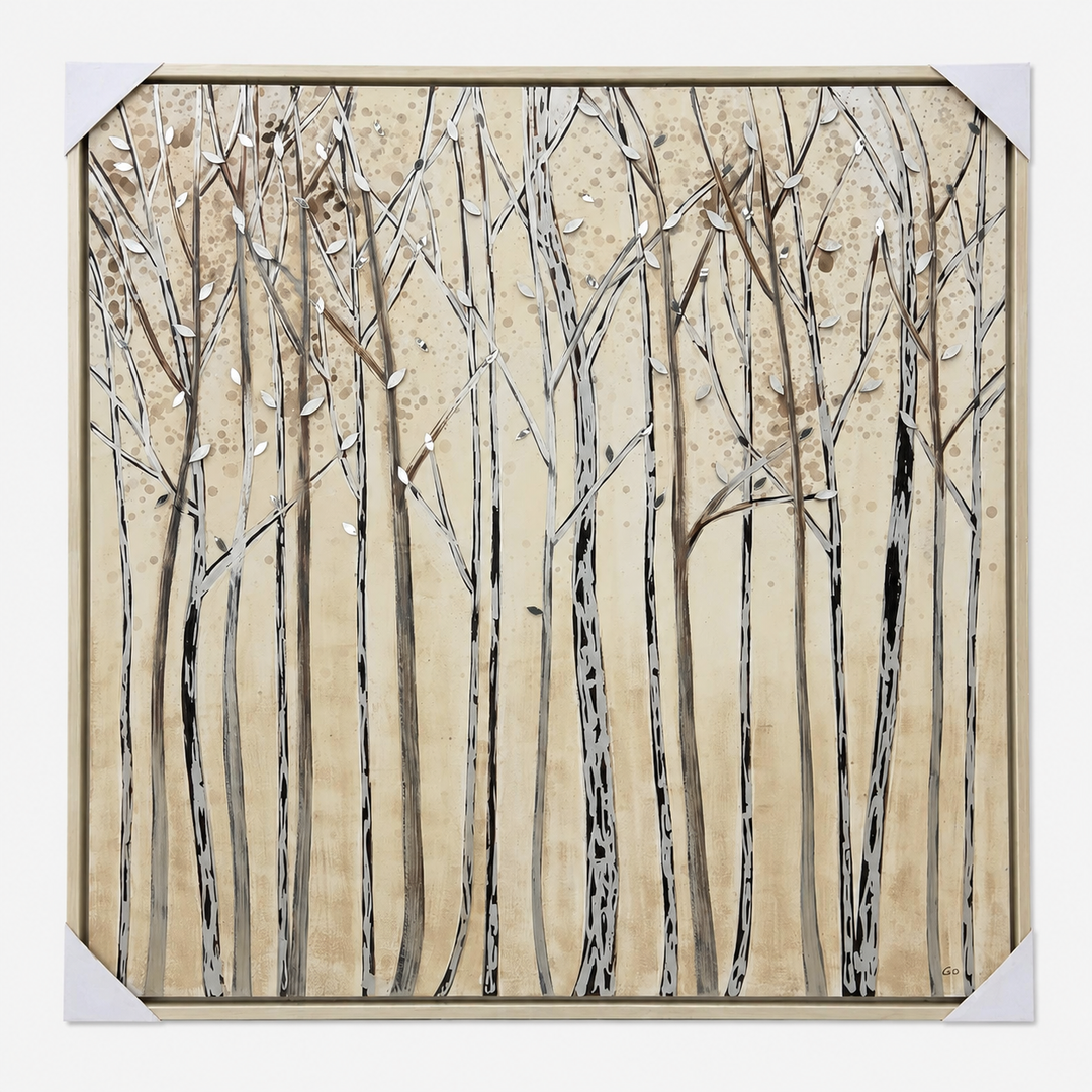 Birch grove textured canvas in neutral tones