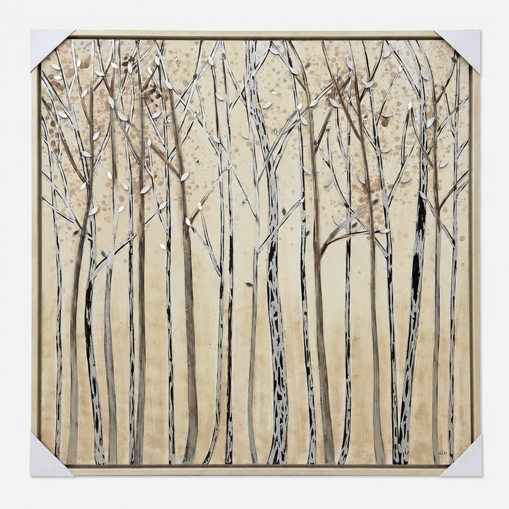 Birch grove textured canvas in neutral tones